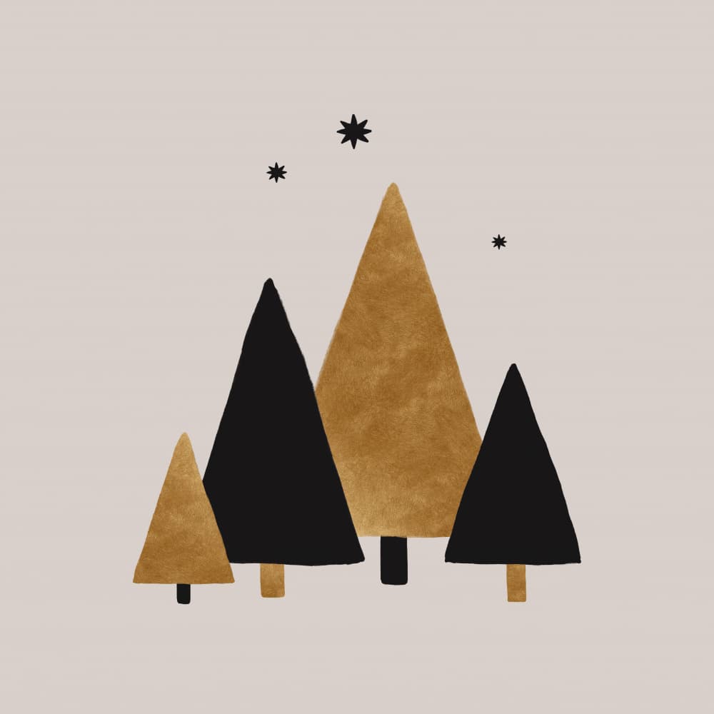 Golden Starry Trees by Orara Studio — canvas wall art
