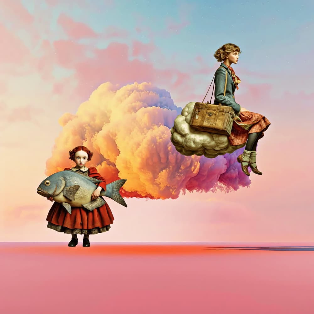 Dreamy Cloud Girls by Sue Skellern — canvas wall art