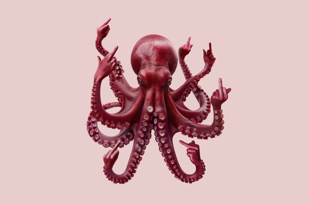 Sassy Red Octopus by Artem Pozdniakov — canvas wall art