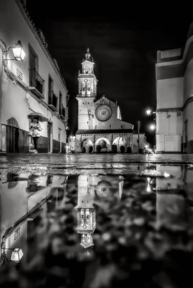 Rainy Night Cathedral Reflection by Juan Luis Seco — canvas wall art