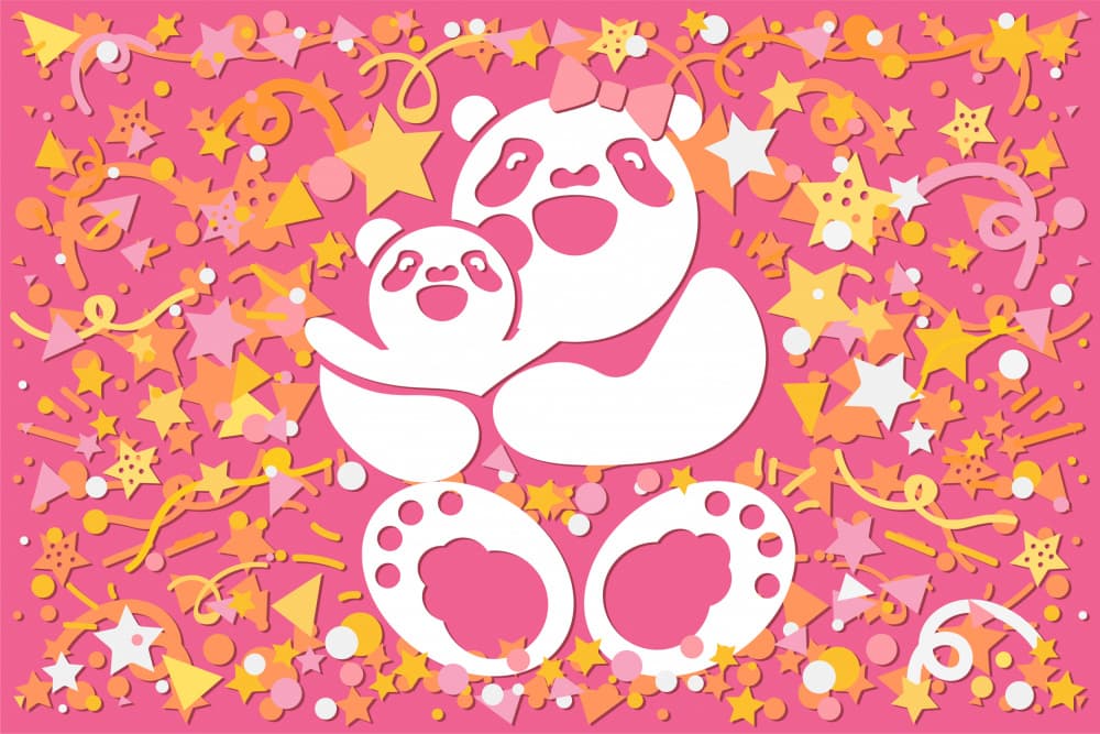 Panda Family Celebration by Marika Barsrsind — canvas wall art