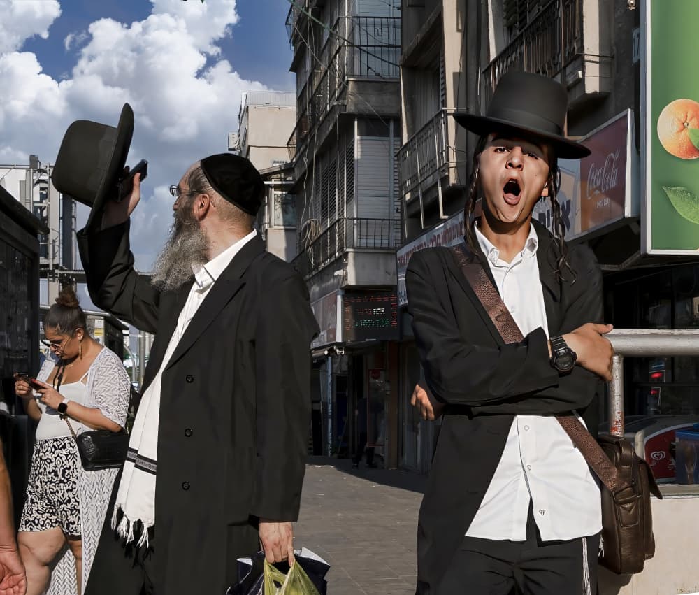 Jewish Men City Street by zyfeller — canvas wall art