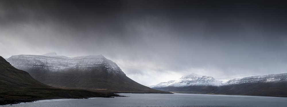 Snowy Fjord Landscape by Robert Bolton — canvas wall art