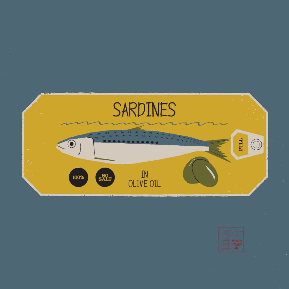 Sardines In Olive Oil by The Creating Mind — canvas wall art