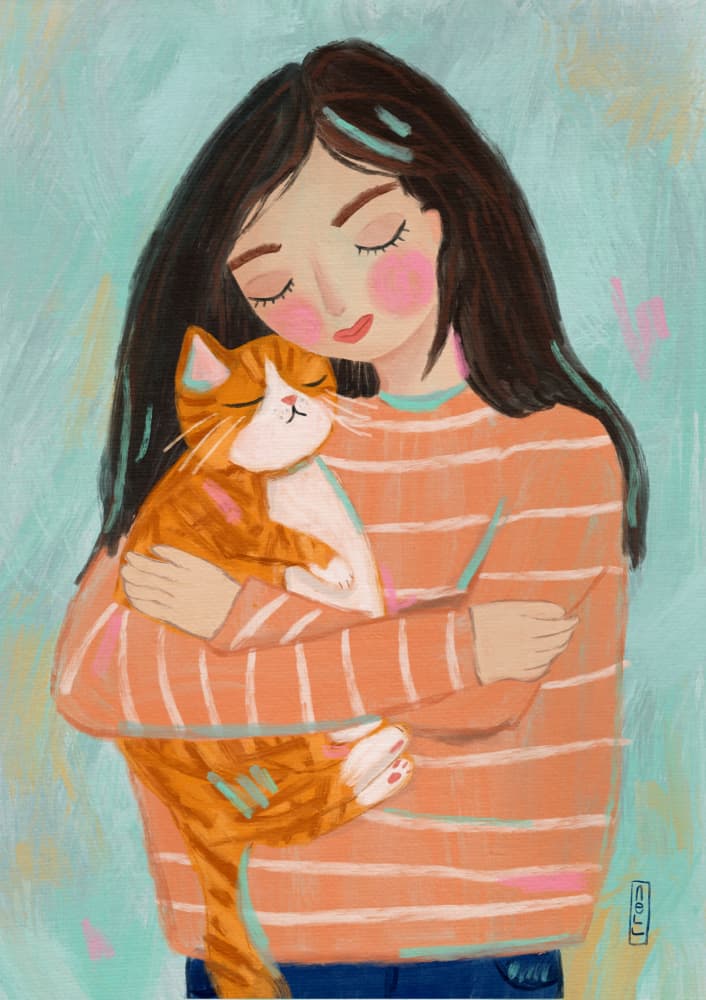 Cozy Cat Cuddles by Dirkie Nell — canvas wall art