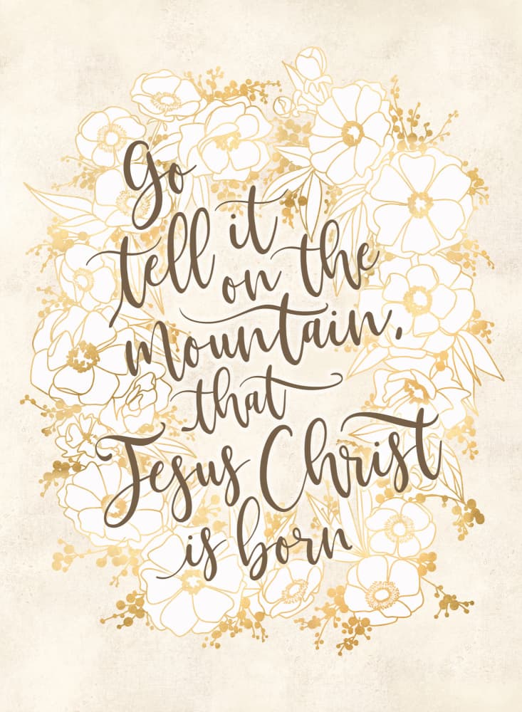 Golden Floral Christmas Quote by Rosana Laiz Blursbyai — canvas wall art