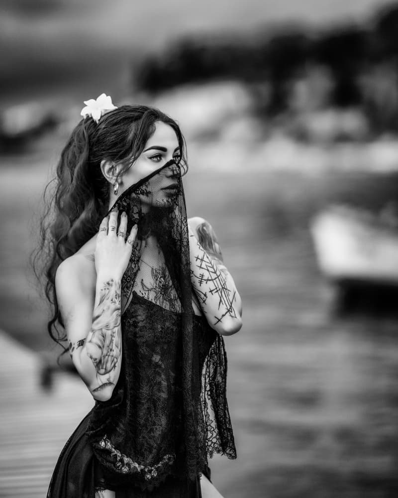 Mysterious Veiled Woman by Vasil Nanev — canvas wall art