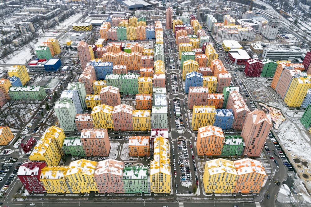 Vibrant Urban Winter by Łukasz Małkiewicz — canvas wall art