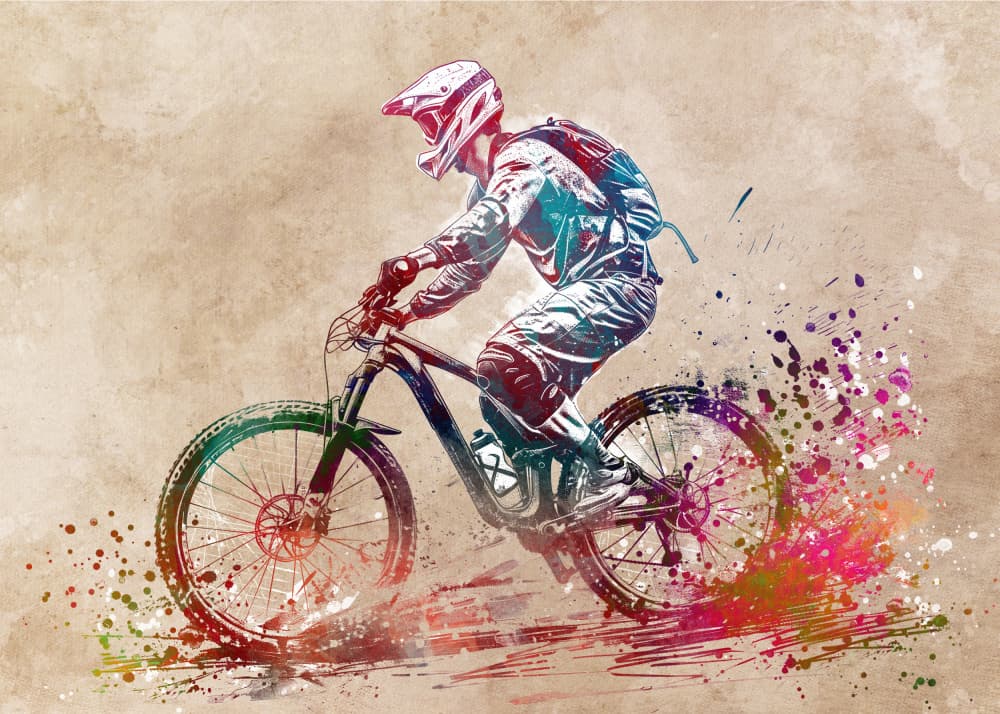 Vibrant Mountain Biker by Justyna Jaszke — canvas wall art