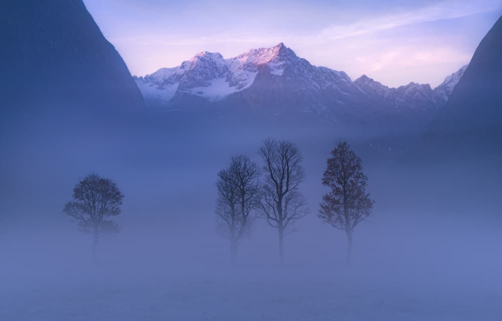 Misty Winter Mountains by Norbert Maier — canvas wall art