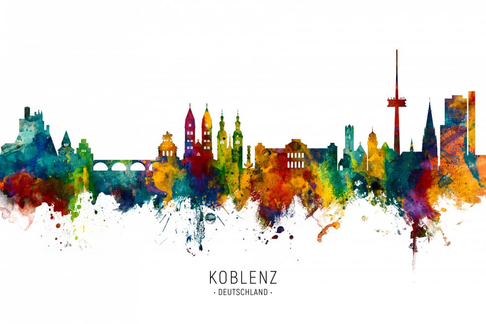Vibrant Koblenz Skyline by Michael Tompsett — canvas wall art