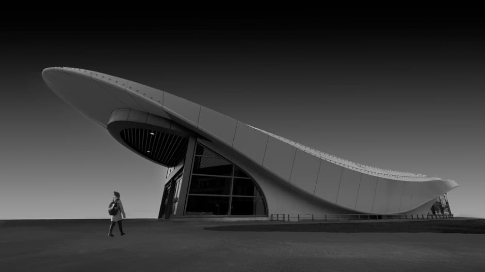 Lone Figure Modern Architecture by Fan Lin (APA) — canvas wall art