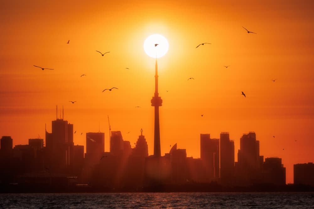 Fiery Toronto Sunset by Junbo Liang — canvas wall art