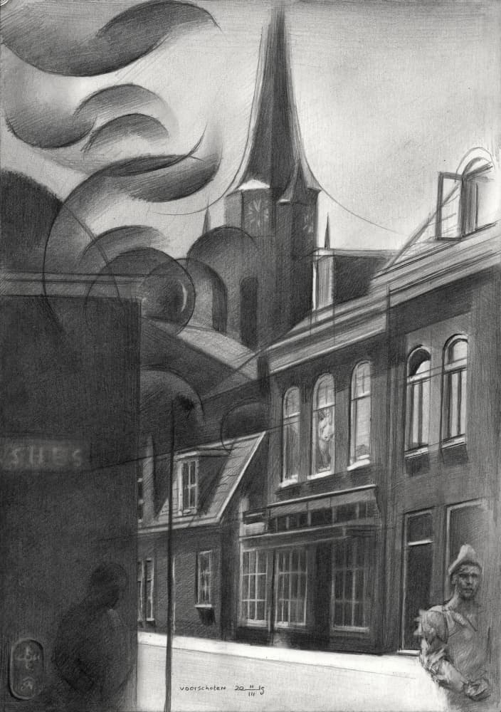 Stylized City Street by Corné Akkers — canvas wall art