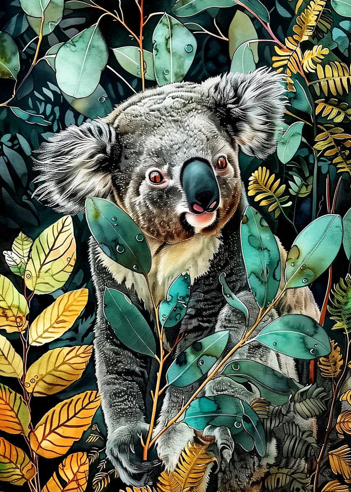 Curious Koala Eucalyptus by Justyna Jaszke — canvas wall art