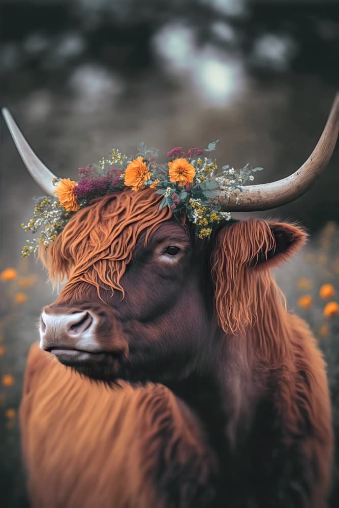 Majestic Blossom牛 by Treechild — canvas wall art