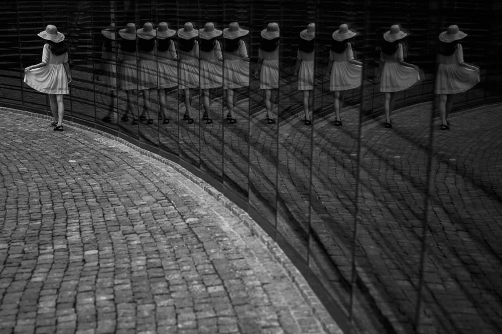 Reflected Woman Walking by HAN dong hee — canvas wall art