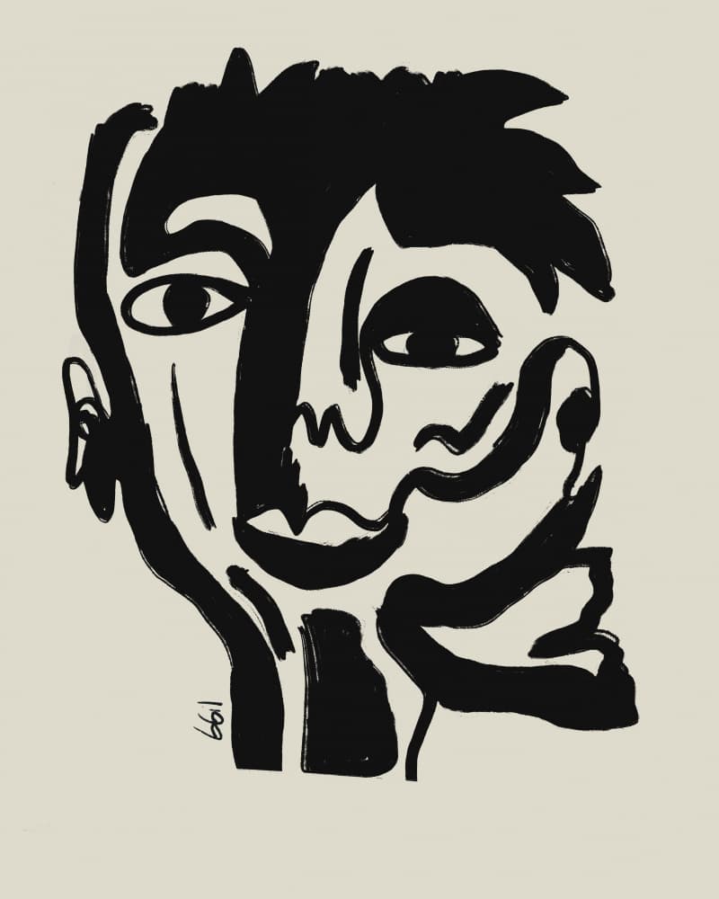 Monochrome Abstract Face by GIovanna Gil Alves — canvas wall art