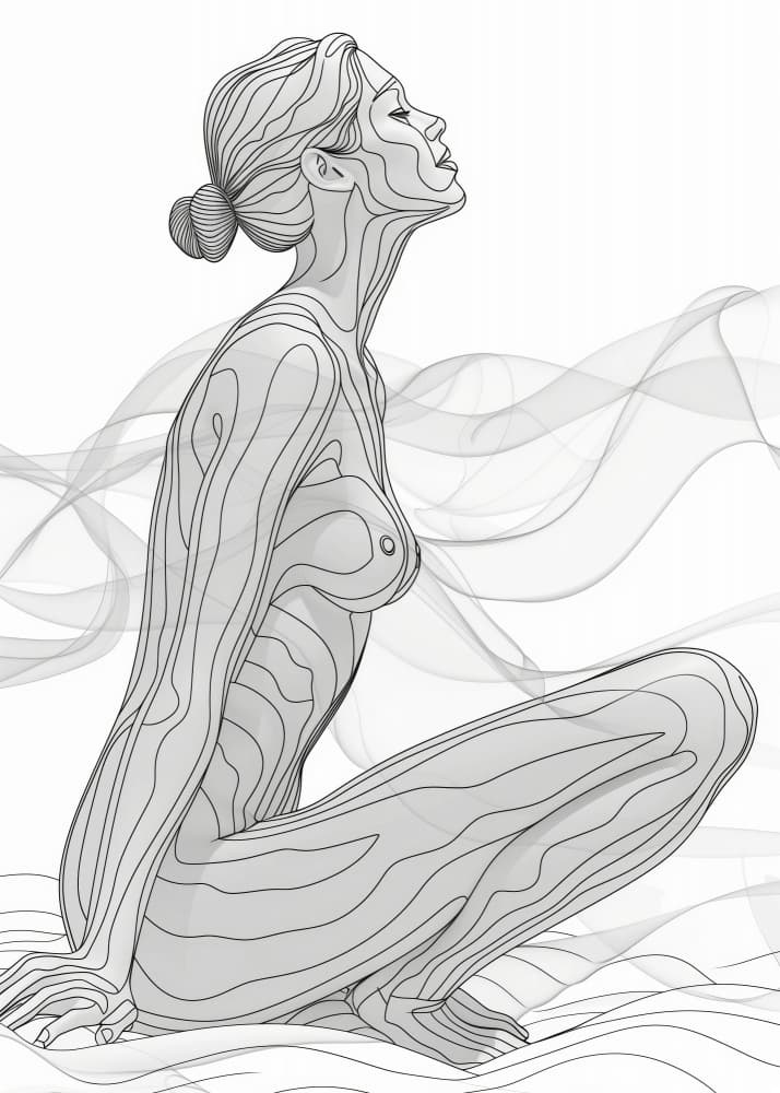Serene Crouching Woman by Justyna Jaszke — canvas wall art