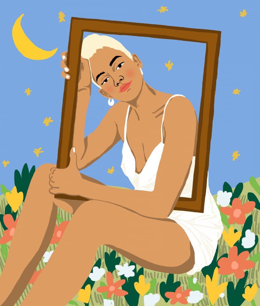 Dreamy Woman with Frame by Uma Gokhale — canvas wall art