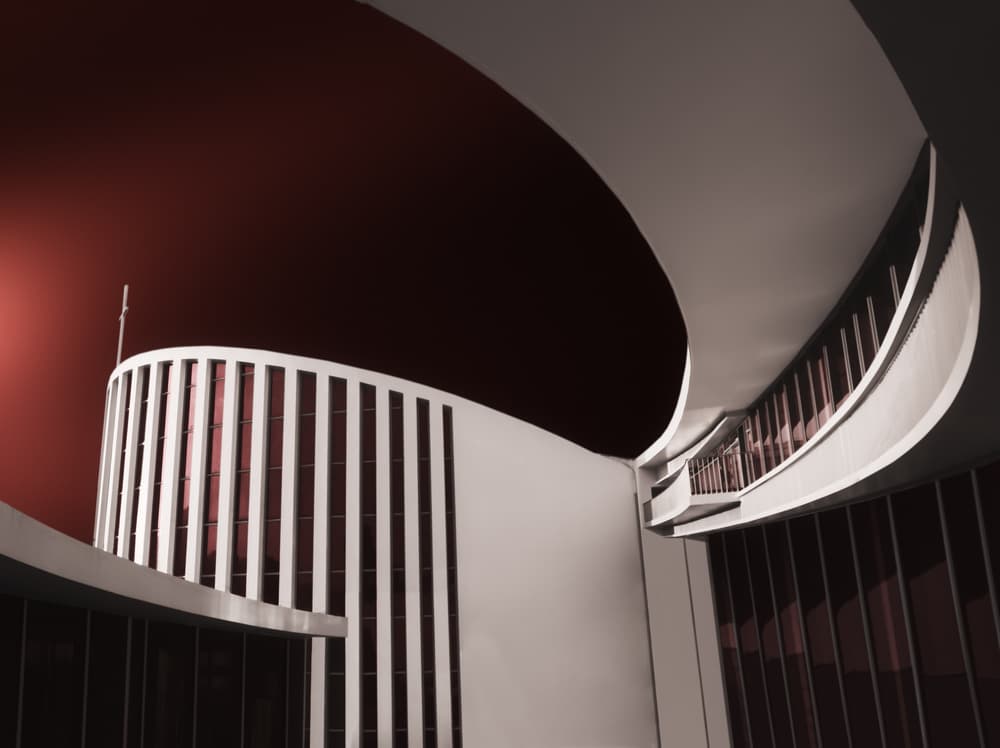 Red Architectural Curves by Biao  Huang — canvas wall art