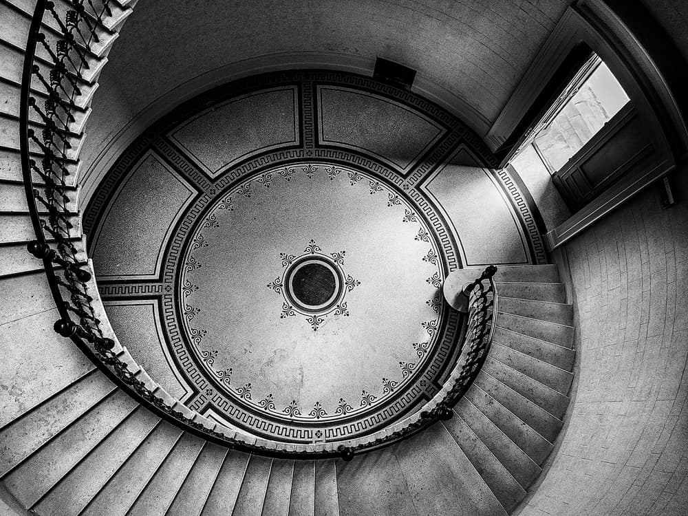 Grand Spiral Staircase by Adolfo Urrutia — canvas wall art