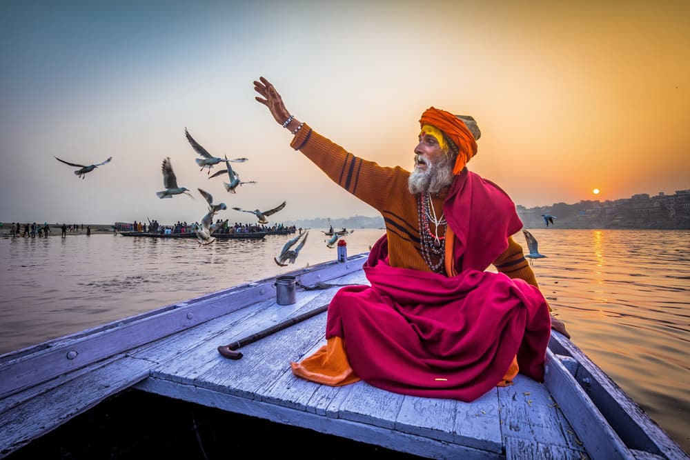 Ganges Sunrise Offering by Saurabh Sirohiya — canvas wall art