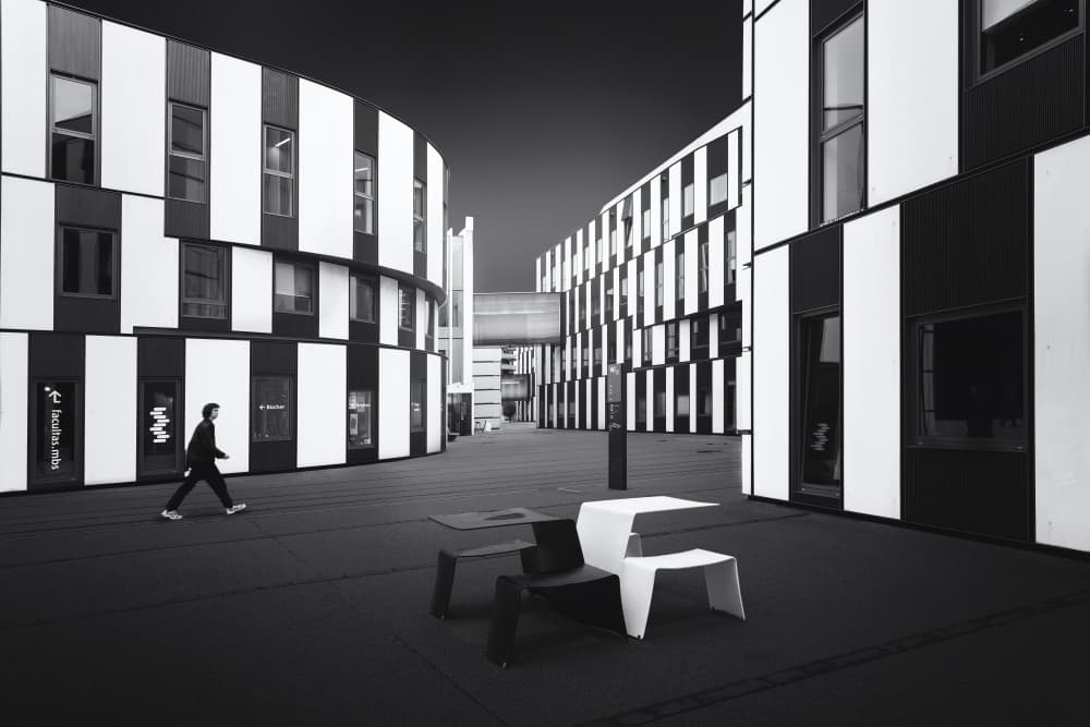 Modern Architectural Stroll by Roswitha Schleicher-Schwarz — canvas wall art