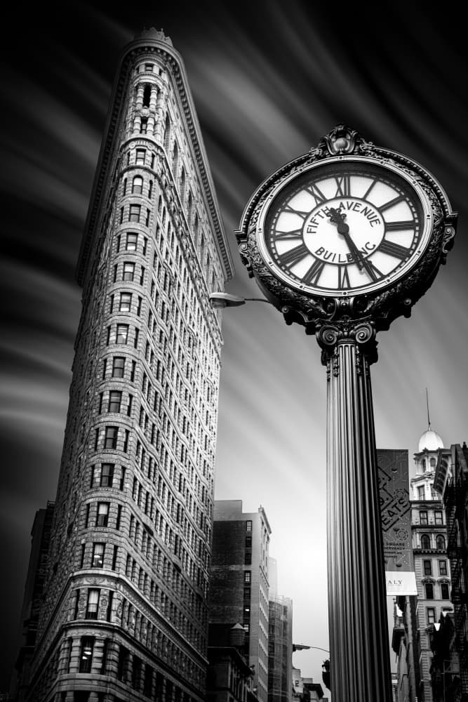New York City Flatiron Clock by Jackson Carvalho — canvas wall art