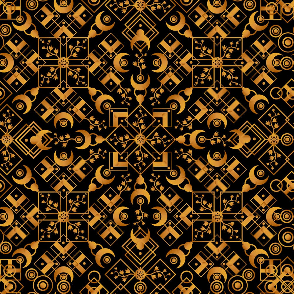 Golden Celestial Pattern by Marika Barsrsind — canvas wall art