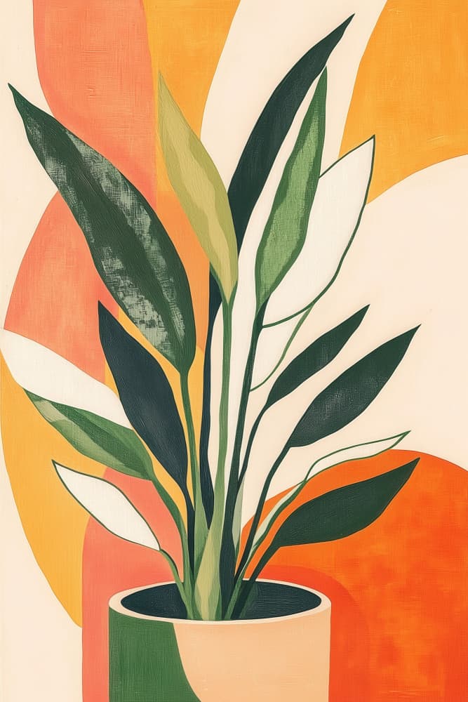 Abstract Plant Art with Vibrant Colors by Melloi Art Prints — canvas wall art