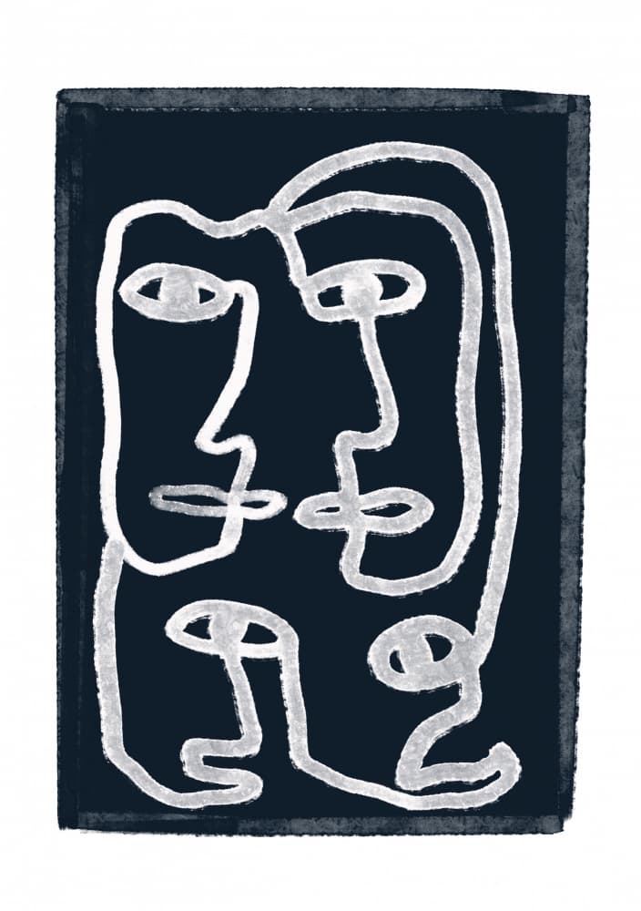 Abstract Dual Line Faces by Sharyn Bursic — canvas wall art
