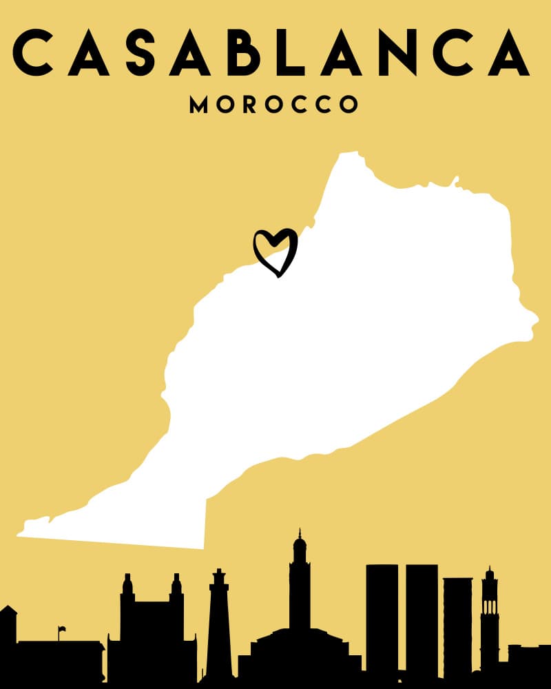 Casablanca Morocco Map by Emiliano Deificus — canvas wall art