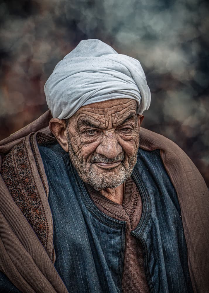 Wise Elder's Portrait by Ahmed Kassem — canvas wall art