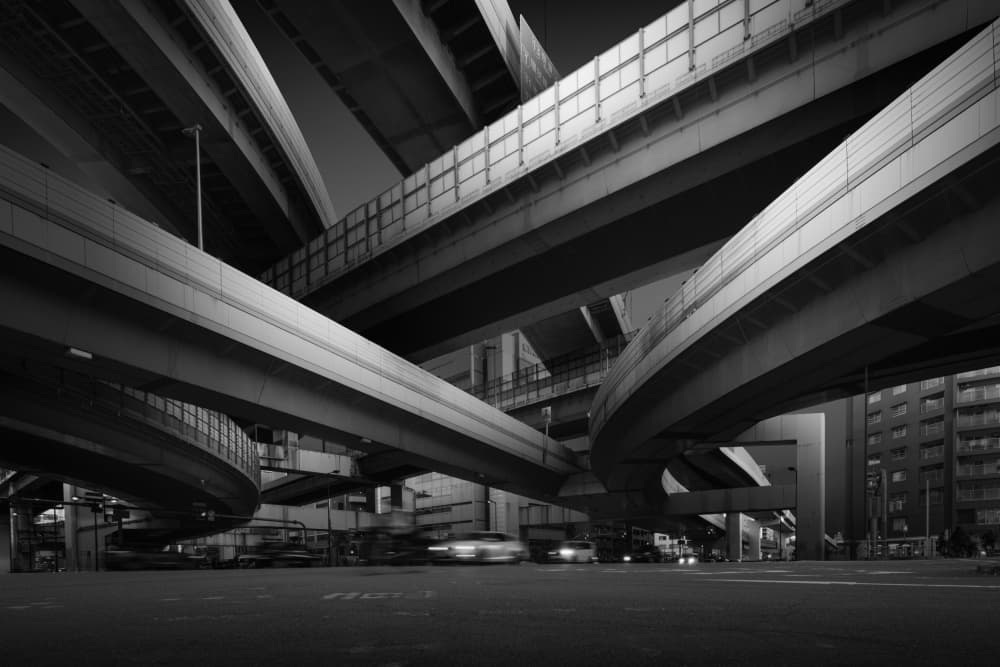 Urban Night Geometry by Shuchuan Liu — canvas wall art