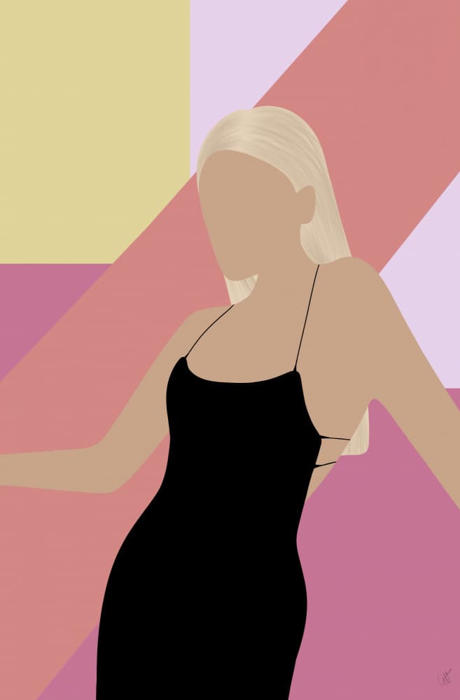 Blonde In Black Dress by Anne-Marie Volfova — canvas wall art