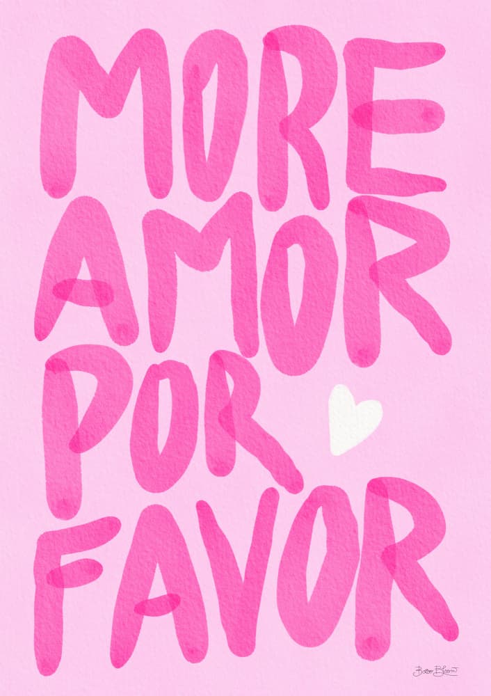 Pink More Amor Please by Baroo Bloom — canvas wall art
