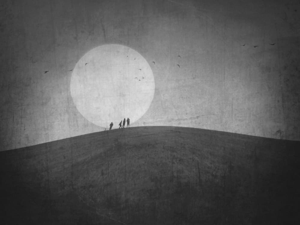 Moonlit Hilltop Figures by Robert Fabrowski — canvas wall art