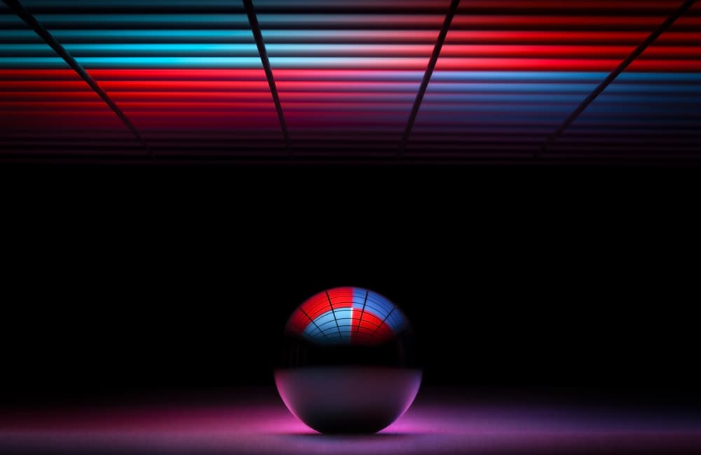 Neon Sphere Reflection by Rico Cavallo — canvas wall art