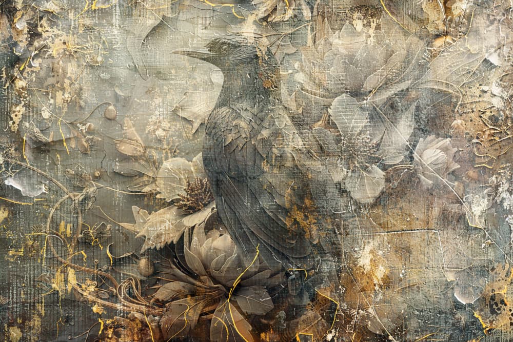 Bird Among Faded Peonies by Rafal Kulik — canvas wall art