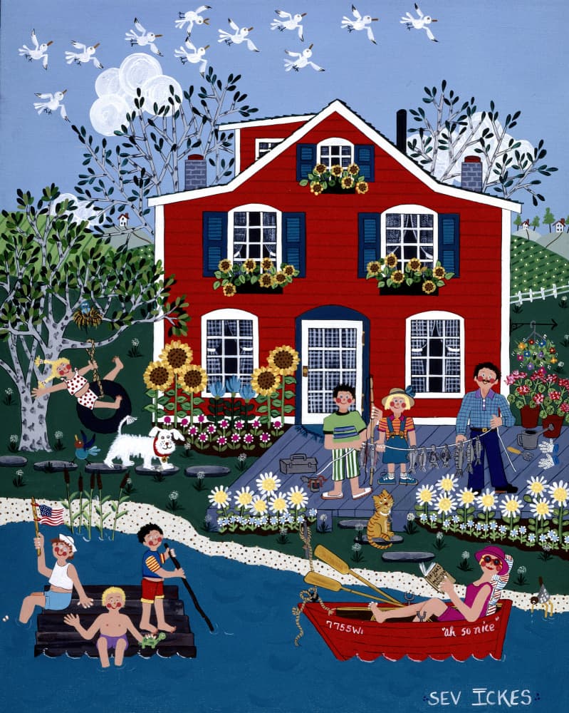 Little Red Cottage by Sev Ickes — canvas wall art