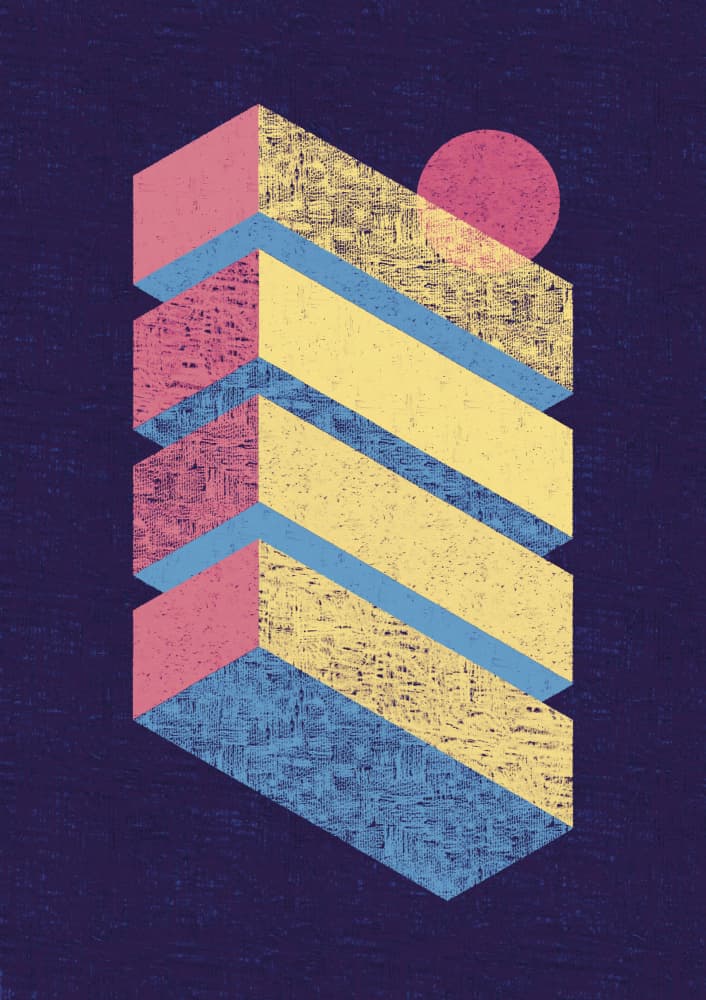 Retro Layers and Sun by Amy Louise Baker — canvas wall art