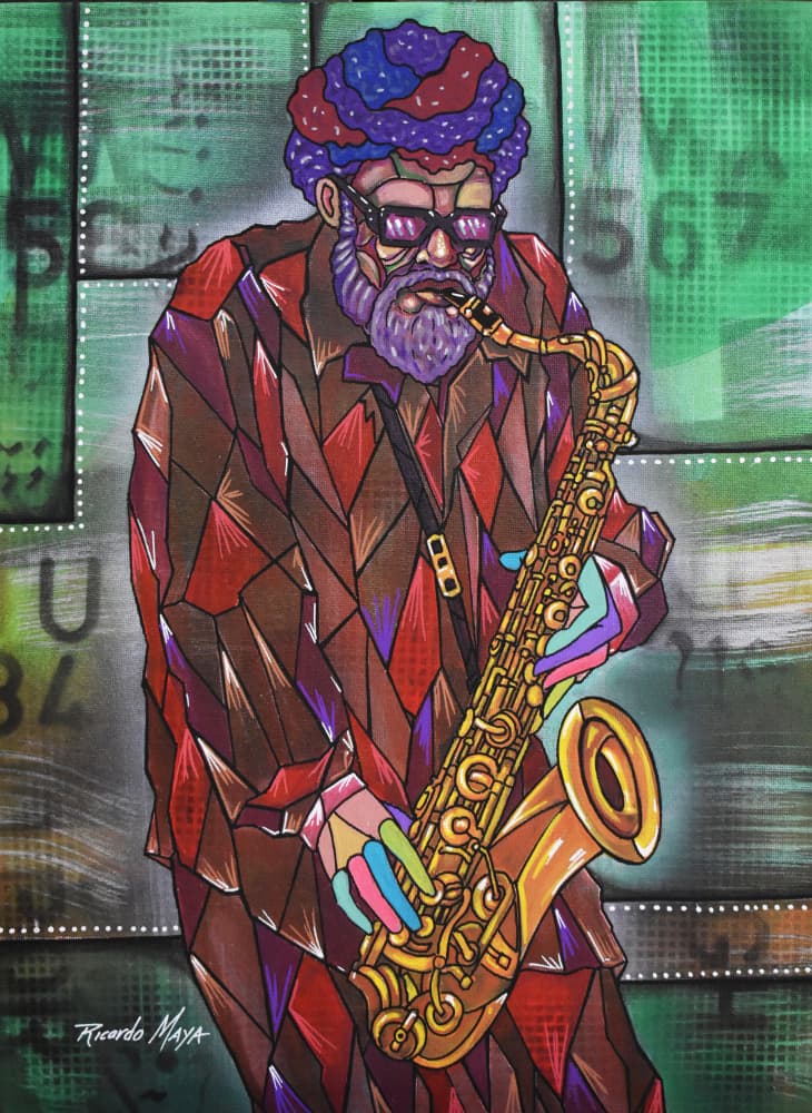 Colorful Jazz Musician by Ricardo Maya — canvas wall art