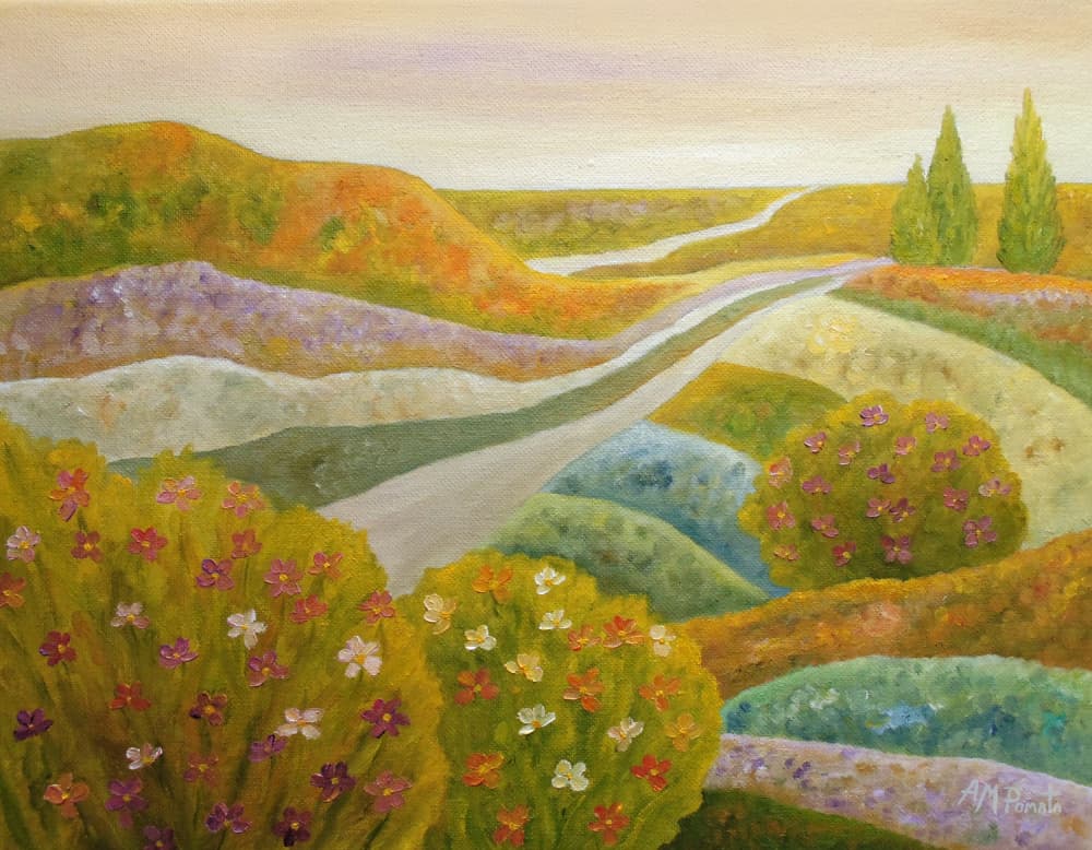 Vibrant Hillside Path by Angeles M. Pomata — canvas wall art