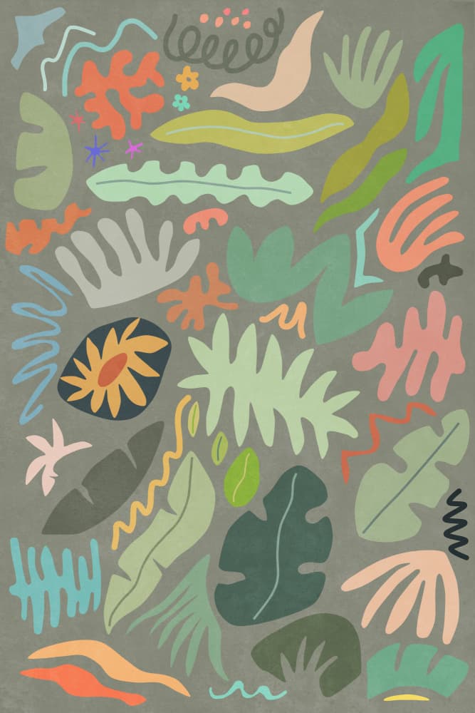 Playful Botanical Shapes by amini54 — canvas wall art