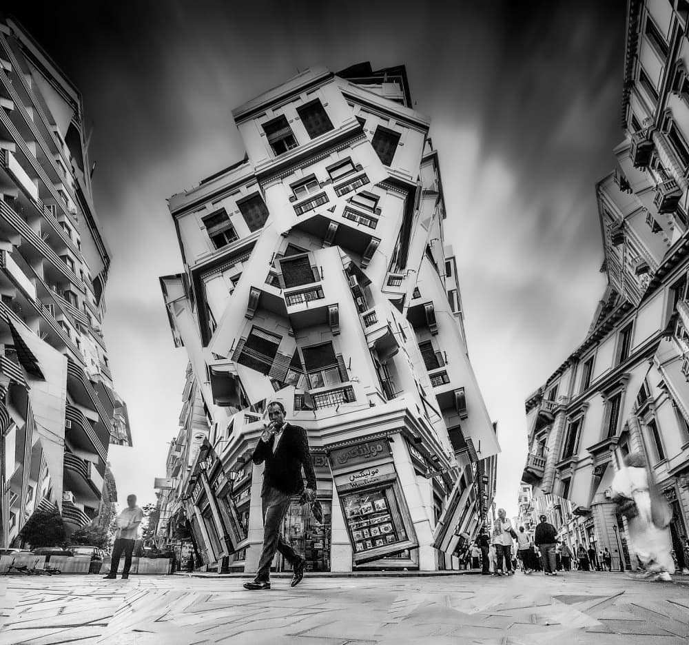 Surreal City Street by Hesham Ragab — canvas wall art