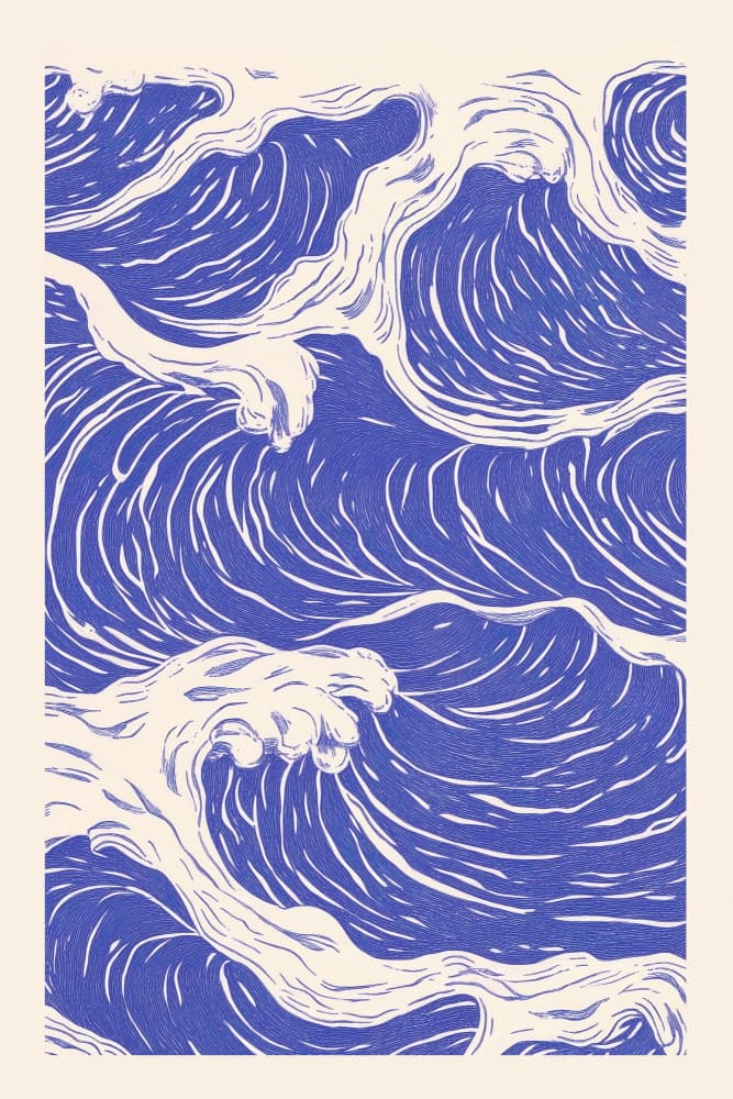 Swirling Blue Waves by Melloi Art Prints — canvas wall art