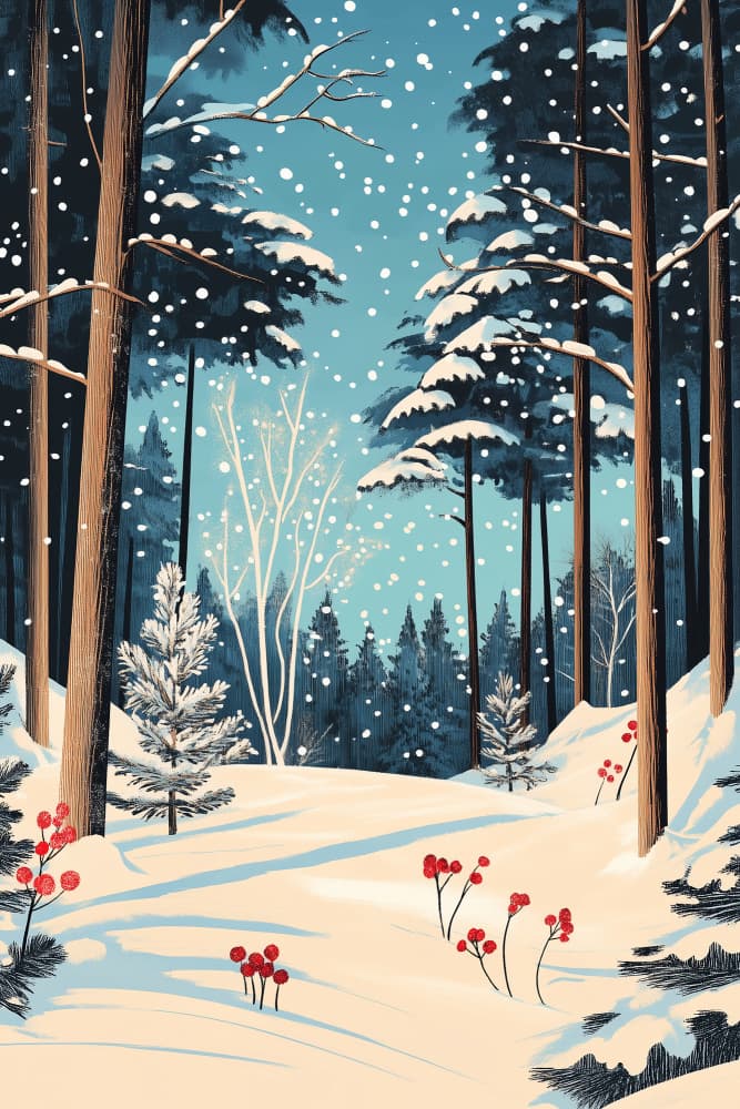Peaceful Snowy Forest by Pictufy Studio IV — canvas wall art