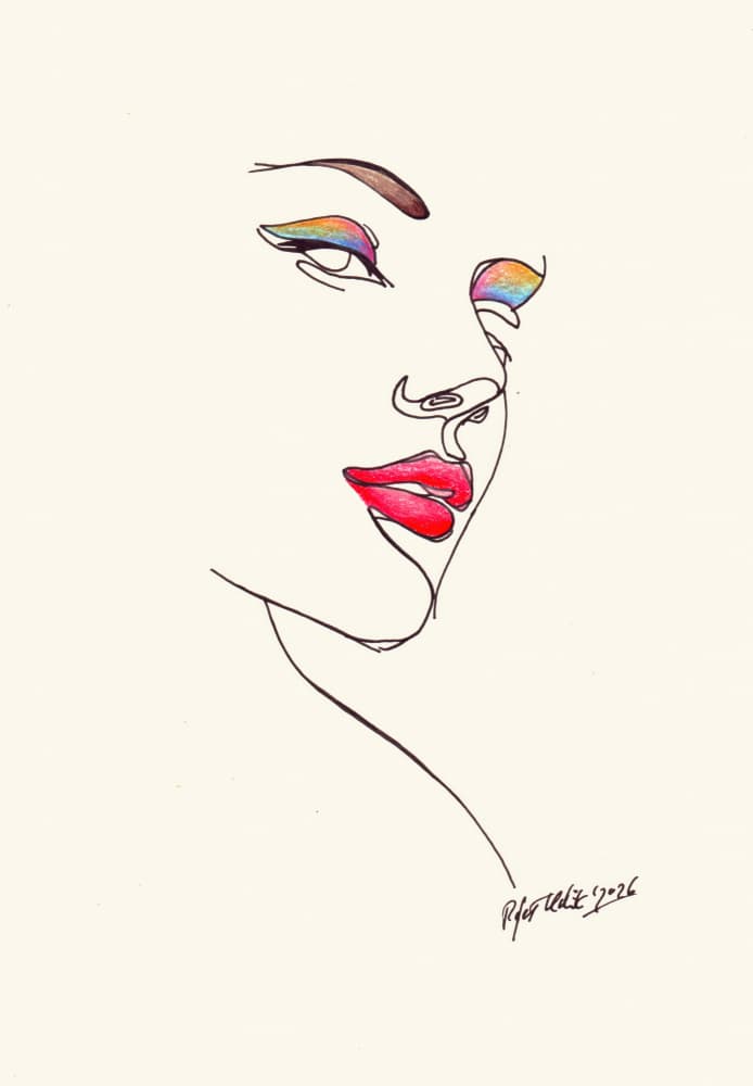 Vibrant Profile Line Art by Rafal Kulik — canvas wall art