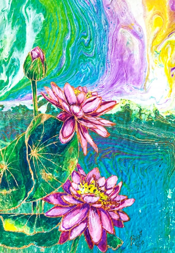 Vibrant Lotus Pond by Anda Bieza — canvas wall art